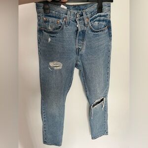 Women’s Levi’s 501 Distressed Blue Jeans